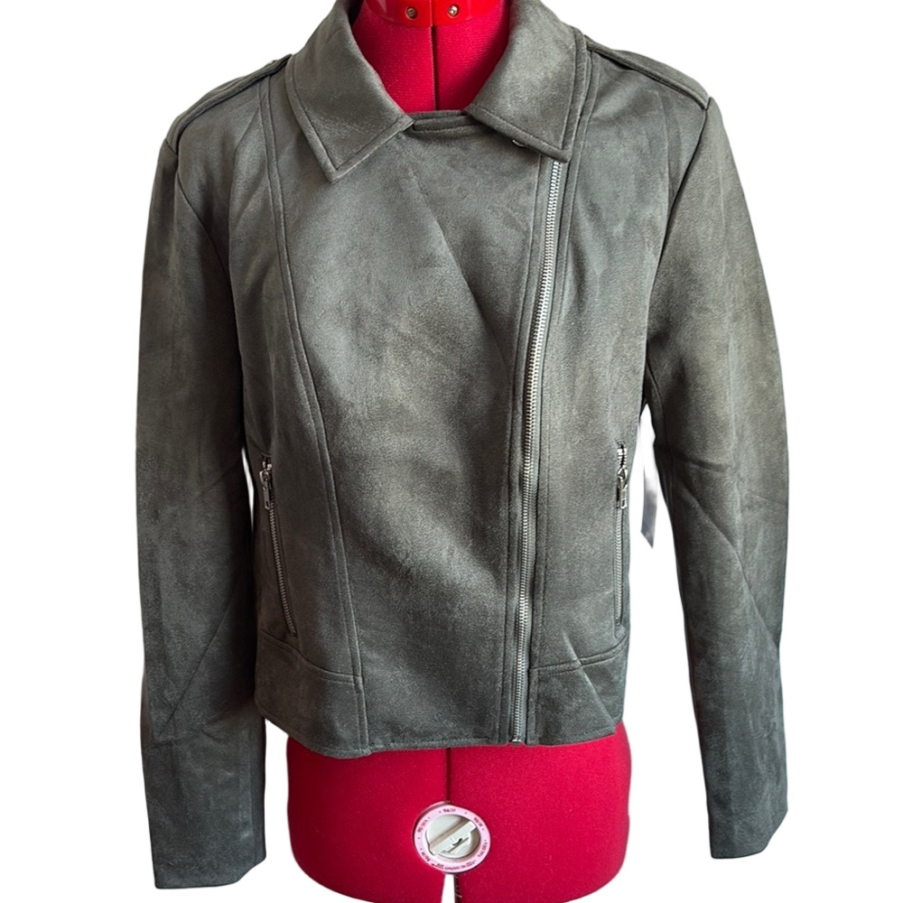 BB Dakota by Steve Madden Green Leather Moto Jacket